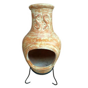 Charles Bentley Outdoor Patio Chiminea Large Terracotta Clay Heater