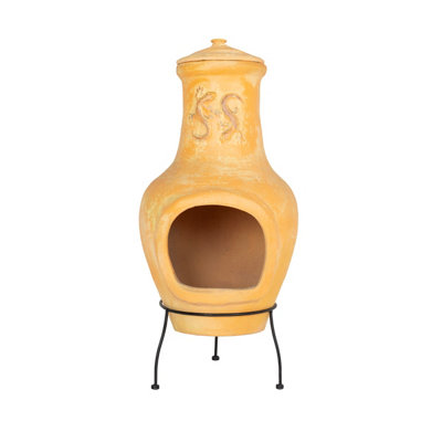 Charles Bentley Outdoor Patio Chiminea Large Terracotta Clay Heater