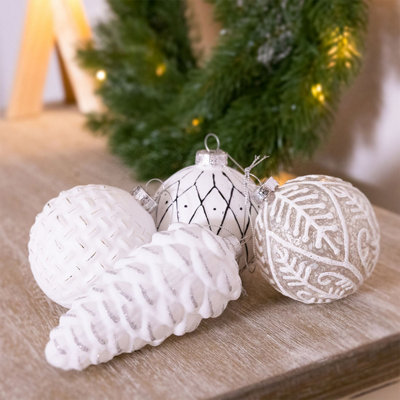 Charles Bentley Pack of 12 Scandi Style Glass Baubles Christmas Tree Decorations Price Comparisons | Compare The Build