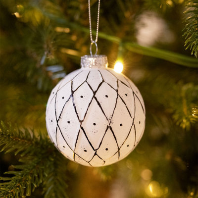 Charles Bentley Pack of 12 Scandi Style Glass Baubles Christmas Tree Decorations