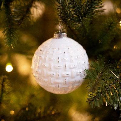 Charles Bentley Pack of 12 Scandi Style Glass Baubles Christmas Tree Decorations - 3