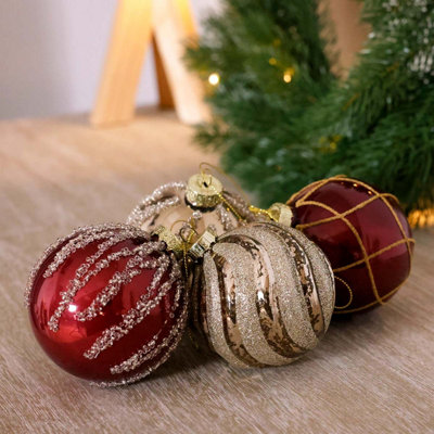 Charles Bentley Pack of 12 Traditional Glass Baubles Christmas Tree Decorations Price Comparisons | Compare The Build