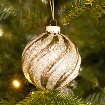 Charles Bentley Pack of 12 Traditional Glass Baubles Christmas Tree Decorations