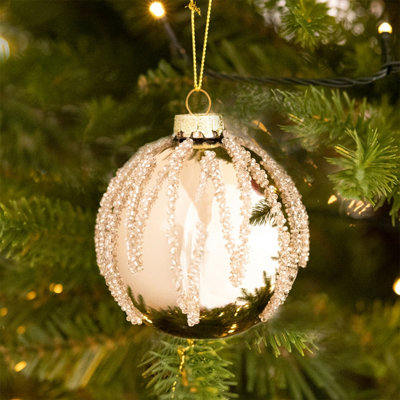 Charles Bentley Pack of 12 Traditional Glass Baubles Christmas Tree Decorations - 3