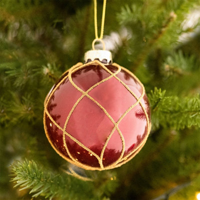 Charles Bentley Pack of 12 Traditional Glass Baubles Christmas Tree Decorations - 5