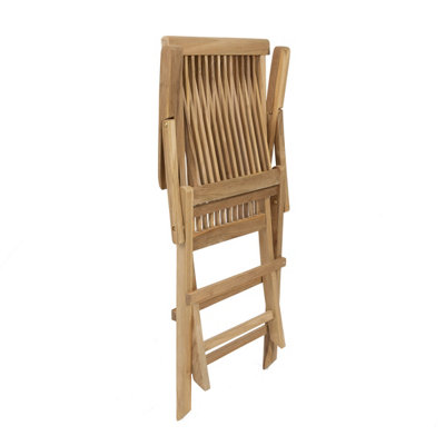 Charles Bentley Pair of Solid Wooden Teak Garden Outdoor Folding Arm Chairs - 5