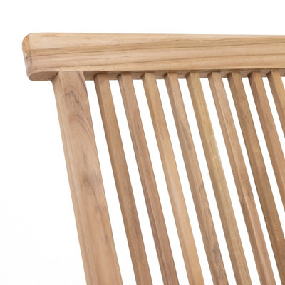 Charles Bentley Pair of Solid Wooden Teak Garden Outdoor Folding Arm Chairs - 6