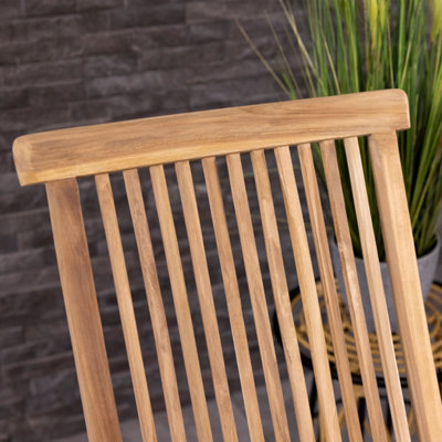 Charles Bentley Pair of Solid Wooden Teak Outdoor Folding Garden Patio Chairs - 3