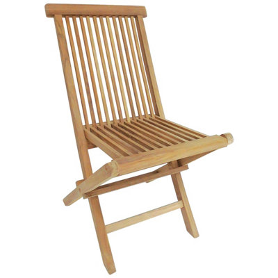 Charles Bentley Pair of Solid Wooden Teak Outdoor Folding Garden Patio Chairs - 5