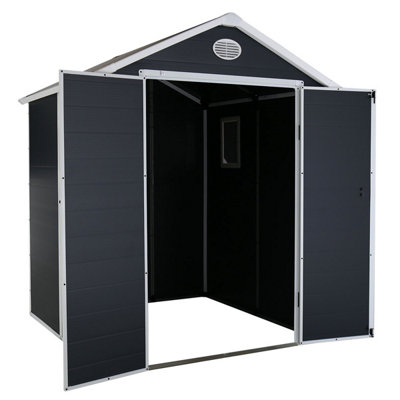 Charles Bentley Plastic Storage Garden Shed 6.3ft x 6.2ft Grey Med Roof Outdoor - 3
