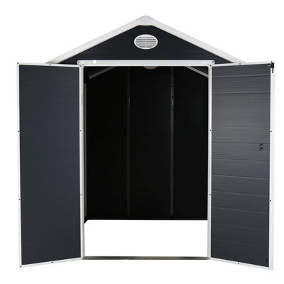 Charles Bentley Plastic Storage Garden Shed 6.3ft x 6.2ft Grey Med Roof Outdoor - 5
