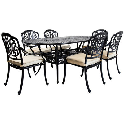 Charles Bentley Premium Furniture Cast Aluminium 7 Piece Outdoor Dining Set