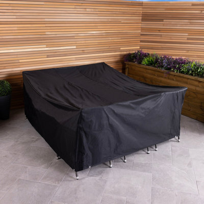 Charles Bentley Premium Rectangular Garden 6 Seat Furniture Cover - Black