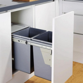 Charles Bentley Pull Out Kitchen Cupboard Bin 2 x 20L (40L Capacity) - Recycling
