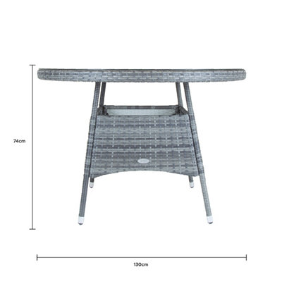 Charles Bentley Rattan 6 Seater Dining Table - Grey - 7
