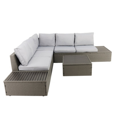 Charles Bentley Rattan Polywood Corner Lounge Set DIY at B Q