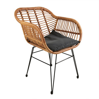 Charles Bentley Rattan Steel Frame 2 Seater Bistro Garden Set  - Natural/Grey - 3