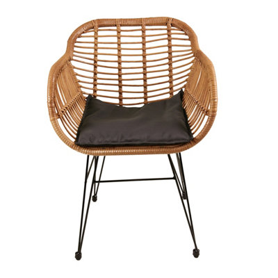 Charles Bentley Rattan Steel Frame 2 Seater Bistro Garden Set  - Natural/Grey - 5