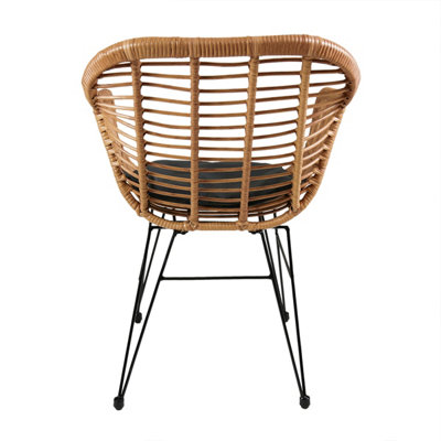 Charles Bentley Rattan Steel Frame 2 Seater Bistro Garden Set  - Natural/Grey - 6