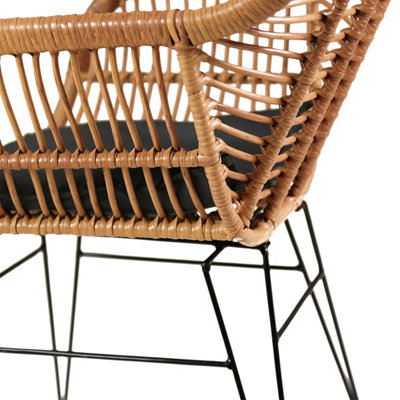 Charles Bentley Rattan Steel Frame 2 Seater Bistro Garden Set  - Natural/Grey - 7