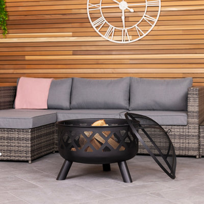 Charles Bentley Round Black Fire Pit - 3
