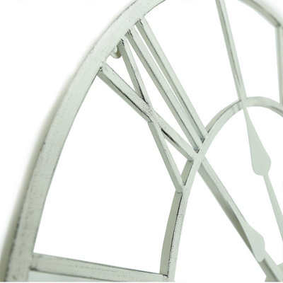 Charles Bentley Round Skeleton Clock with Roman Numerals Antique Cream 60cm - 3