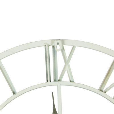 Charles Bentley Round Skeleton Clock with Roman Numerals Antique Cream 60cm - 4