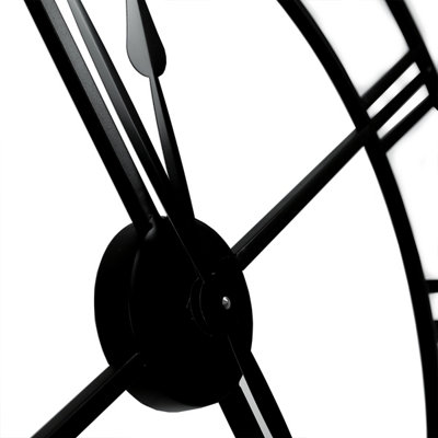 Charles Bentley Round Skeleton Clock with Roman Numerals Matte Black 60cm - 3