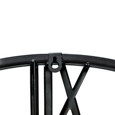 Charles Bentley Round Skeleton Clock with Roman Numerals Matte Black 60cm - 4