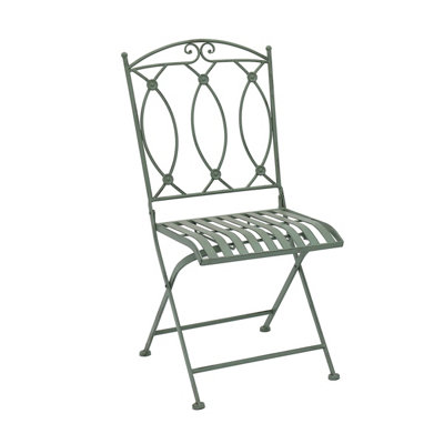 Charles Bentley Rustic Wrought Iron Outdoor Bistro Set - Sage Green - 3