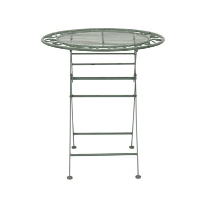 Charles Bentley Rustic Wrought Iron Outdoor Bistro Set - Sage Green - 4