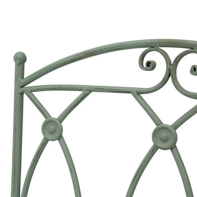 Charles Bentley Rustic Wrought Iron Outdoor Bistro Set - Sage Green - 5