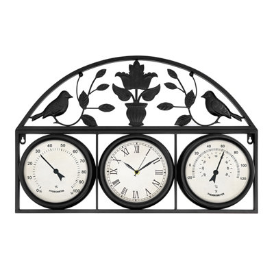 Charles Bentley Shabby Chic Dark Grey Wall Clock With Thermometer & Hygrometer - 4
