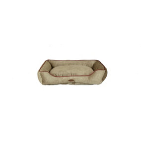 Charles Bentley Small Pet Bed Taupe with Pink Trim