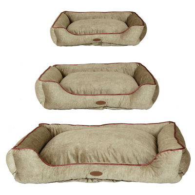 Charles Bentley Small Pet Bed Taupe with Pink Trim