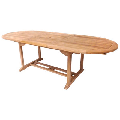 Charles Bentley Solid Wooden Teak Garden Patio Oval 6-8 Seater Extendable Table