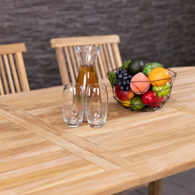 Charles Bentley Solid Wooden Teak Garden Patio Oval 6-8 Seater Extendable Table - 3