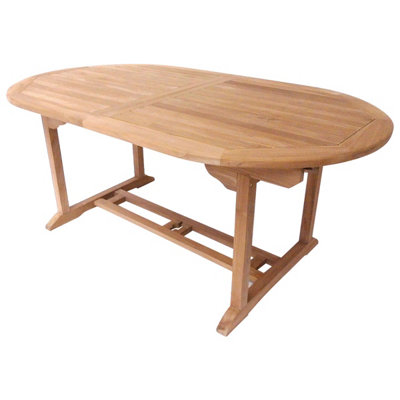 Charles Bentley Solid Wooden Teak Garden Patio Oval 6-8 Seater Extendable Table - 5