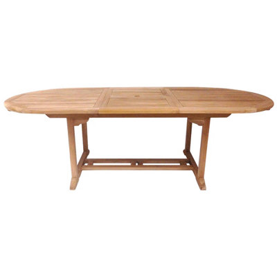 Charles Bentley Solid Wooden Teak Garden Patio Oval 6-8 Seater Extendable Table - 6