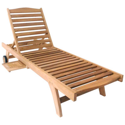 Charles Bentley Solid Wooden Teak Garden Patio Reclining Sun Lounger sun lounger