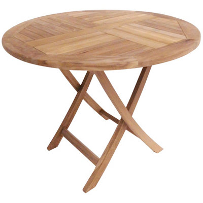 Charles Bentley Solid Wooden Teak Round 2-4 Seater Table Garden Foldable Patio