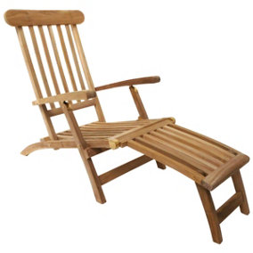 Charles Bentley Solid Wooden Teak Steamer Chair/Sun Lounger Garden Furniture