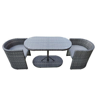 Charles Bentley St Tropez Rattan Bistro Set - Grey Compact Chat Set for Two - 4