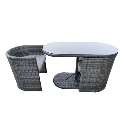 Charles Bentley St Tropez Rattan Bistro Set - Grey Compact Chat Set for Two - 6
