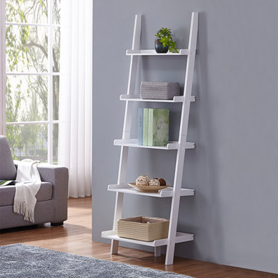 Charles Bentley Tall Wooden 5 Rung Ladder Storage Shelving Unit Display ...