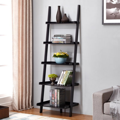 Charles Bentley Tall Wooden 5 Rung Ladder Storage Shelving Unit Display Shelf