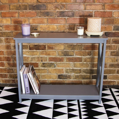 Charles Bentley Tetbury Country Style Wooden Hallway Side Console Table Grey