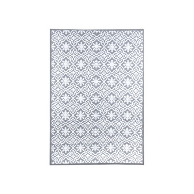 Charles Bentley Tile Motif Waterproof Indoor/Outdoor Rug Grey Mat 170x120cm