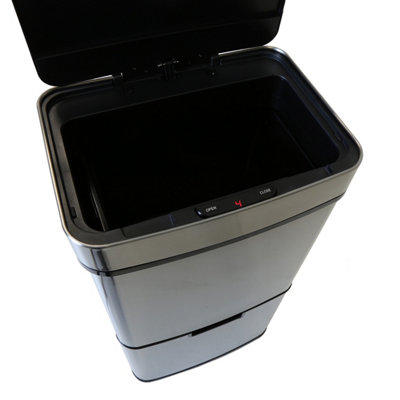 Charles Bentley Triple Compartment Stainless Steel 62L Sensor Bin Recycle Waste