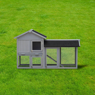 Charles Bentley Two Storey Guinea Pig / Pet Hutch with Run Grey